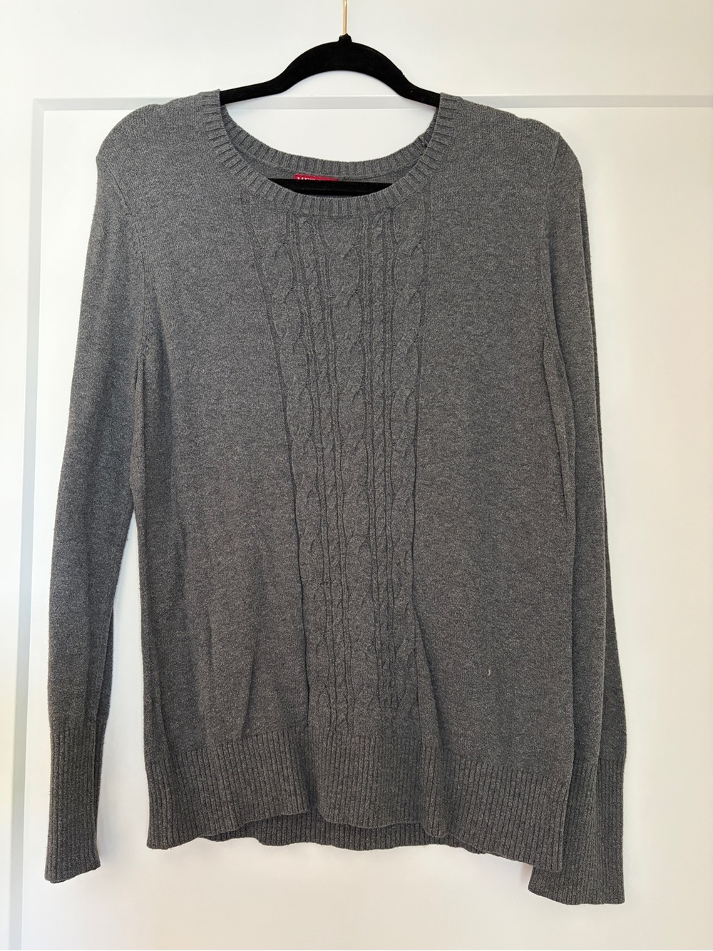 Merona Gray Cable-Front Crew Neck Sweater